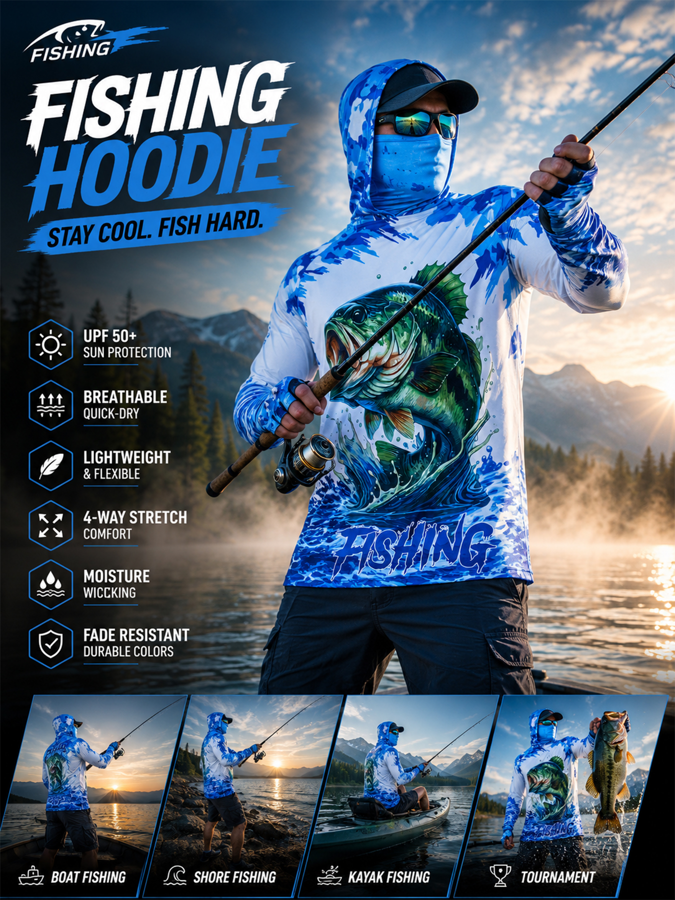Fishing Hooded Shirt Upf 50 Fi - Fishing Hoodie recensie en prijs