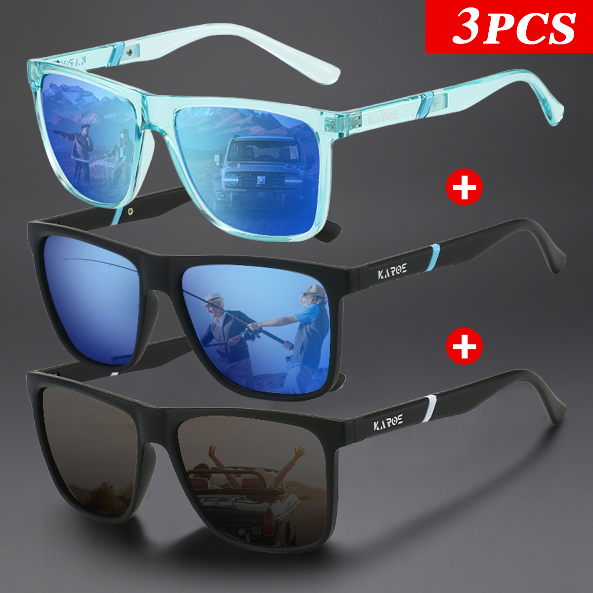 3Pcs/Set Karos Polarized Sungl - Fishing Sunglasses Polarized recensie en prijs
